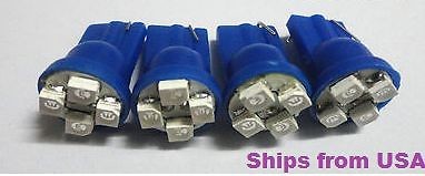 Zone Tech 4x T10 194 168 501 4-smd 3528 LED Car Interior Light Bulbs Blue