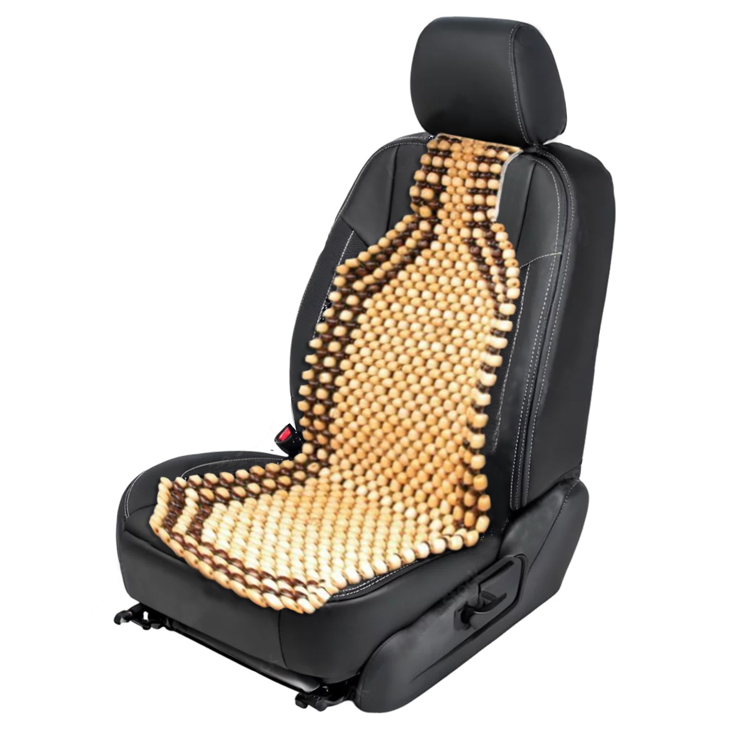 2 Tone Natural Wood Beaded Massaging Seat Cushion