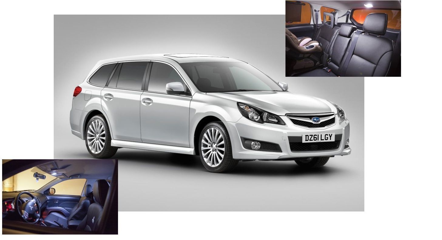 White LED Lights Interior Package for Subaru Legacy 2010-2014 (6 Pieces)