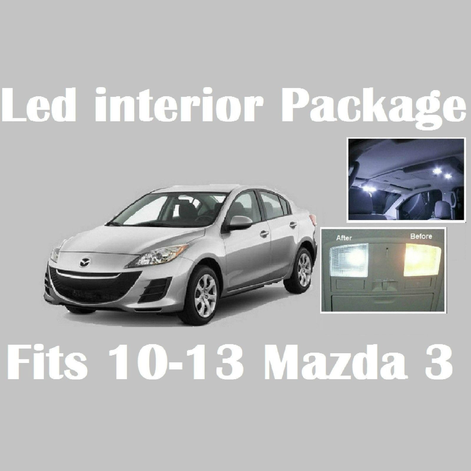 Zone Tech White LED Lights Interior Package Deal Mazda 3 (5 Pieces)