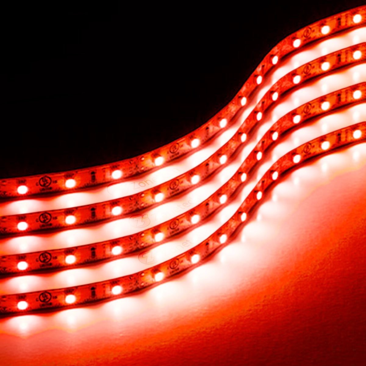 Zone Tech 4x 30cm 15 LED Car Flexible Waterproof Lighting Strips Red New