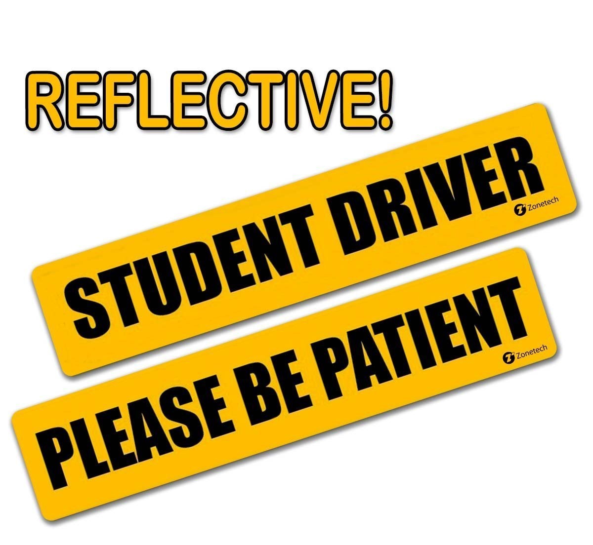 Zone Tech Student Driver Please Be Patient Car Reflective Bumper Magnets Decals