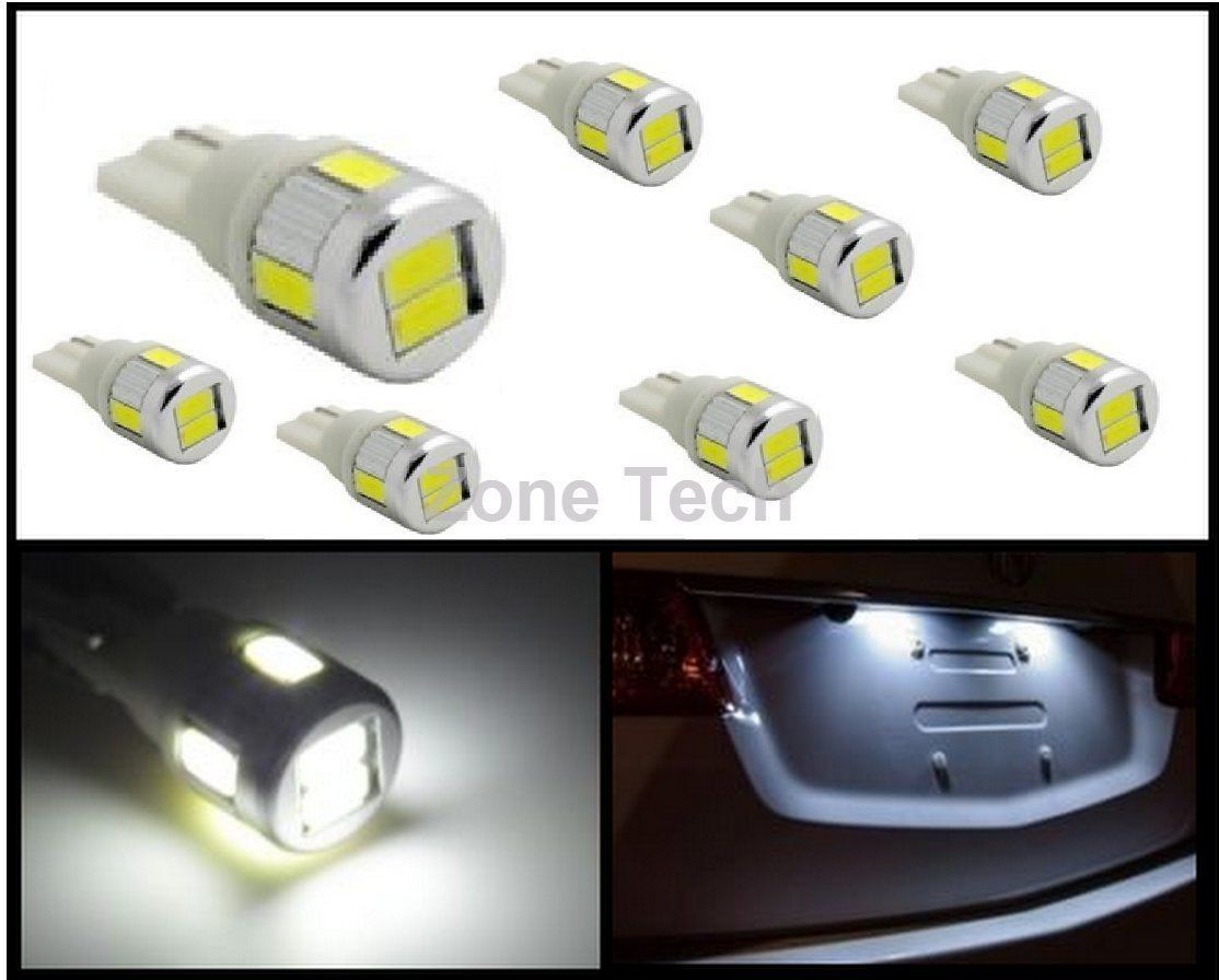 Zone Tech 6 SMD 5730 T10 Wedge LED Bulbs-8 Pk