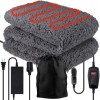 Zone Tech Sherpa Fleece Travel Blanket – Premium Quality 12V Grey Cozy Soft Plush Warm Fuzzy Automotive Comfortable Car Seat 59" x 43” Blanket -Great for Winter, Home, Office and Camping