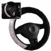 Zone Tech Plush with Diamond Bling Steering Wheel Cover - Premium Quality Diamond Bling Crystal with Plush High-grade Imitation Cashmere Wool Steering Wheel Cover