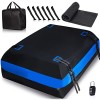 Zone Tech Car Roof Cargo Bag Waterproof Protective Anti Slip Mat, Cold, Tear and Dust Resistant 21 Cubic Feet for Car with or Without Racks - Black Blue Stripe Premium Quality Cushioning Car Roof Pad