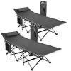 Zone Tech Folding Outdoor Travel Cot - 2 Pack Grey Premium Quality Lightweight Portable Heavy Duty Adult and Kids Travel Cot with Large Pocket-Perfect for Hiking, Camping, and Other Outdoor Activity