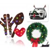 Christmas Car Reindeer Antlers Kit Reindeers Antlers, Heart Nose and Tail with LED Lights and Bells, Car Christmas Wreath Decoration with Led Lights Premium Quality Christmas Accessories for SUV Truck