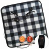 Zone Tech Car Electric Mini Heated Travel Blanket Pad Fleece Black Buffalo Plaid