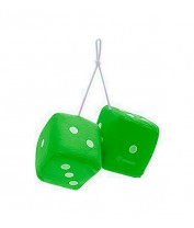 Green Hanging Fuzzy Dice- a Pair