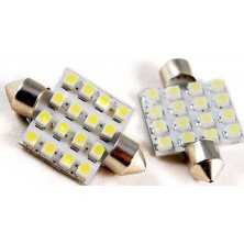 2x LED Bulbs 36mm 16-SMD WHITE Festoon Dome Map Lights