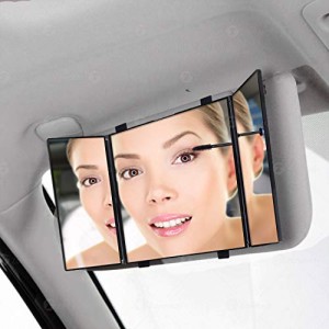 Car Folding Visor Vanity Mirror-Zone Tech Makeup Travel-Cosmetic Tri -Fold Universal Auto Mirror
