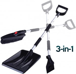 Zone Tech Car 3-in-1 Replaceable Heads Snow Brush Kit - Portable Snow Removal Shovel, Ice Scraper, and Snow Brush Car Set