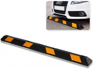 Zone Tech Large Heavy Duty Rubber Parking Curb – 72” Black Striped Long -Premium Quality Car Garage Wheel Stopper- Professional Grade Parking w/ Yellow Reflective Tape for Car, Truck, Trailer and RV
