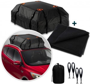 Zone Tech Car Roof Cargo Bag Water Resistant With a Protective Anti Slip Mat – 8 Reinforced Premium Quality Straps Rubberized Extra Cushioning Car Roof Pad, Travel, Touring, Road Trips for Car, SUV