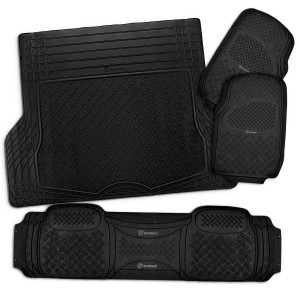 Zone Tech All Weather Rubber Semi Pattern Car Interior Floor Mats – 4-Piece Set Black Heavy Duty Car Interior Floor Mats