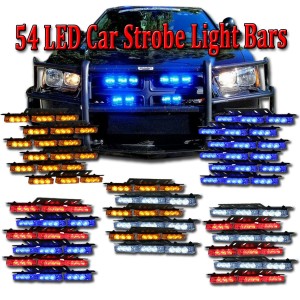 Zone Tech 54 LED Car Emergency Grille Strobe Lights Amber White Blue Red White