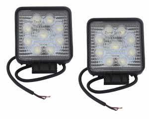 Zone Tech 2× 27W 4" Square Flood Beam LED Work Light Lamp Off Road High Power