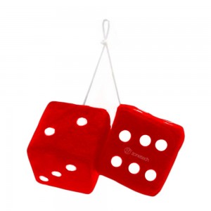 Red Hanging Fuzzy Dice- a Pair