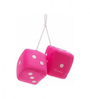 Pink Hanging Fuzzy Dice- a Pair