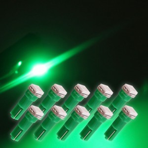 Zone Tech 10 x T5 5050 SMD LED Green Super Bright Car Lights Lamp Bulb