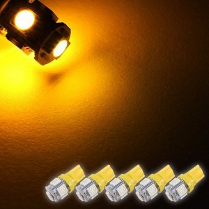 5x T10 5SMD 5050 SMD Bulbs Side Light 194 168 W5W YELLOW LED Wedge