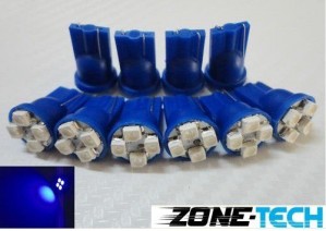 Zone Tech 10x T10 2825 4 Smd 3528 LED Car Interior Lamp Light Bulbs Blue