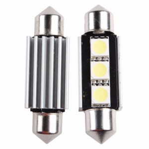 Zone Tech White 2x 36mm Canbus 3 SMD LED 5050 Interior Dome Light Lamp Bulb 12V 