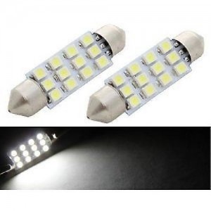 Zone Tech 2x 578 42mm 12 SMD LED Interior Dome Festoon Light Bulb Xenon White