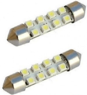 Zone Tech 2x 578 42mm 8 SMD LED Interior Dome Festoon Light Bulb Xenon White