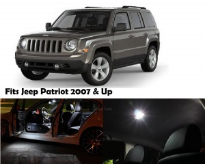 Zone Tech Jeep Patriot 2007 & Up White LED Interior Lights Package Kit 4 Pieces