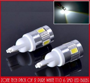 Zone Tech 2x 6 SMD High Power 6000K White Back Up Reverse LED Light Bulb Lamps
