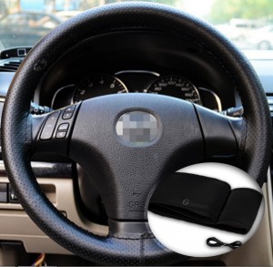 Black DIY Leather Steering Wheel Cover