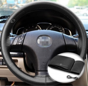 Gray DIY Leather Steering Wheel Cover
