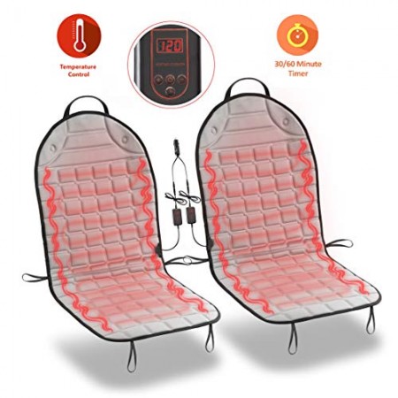 Gray 12V Integrated Plug 2 Piece Heated full Seat Cushion