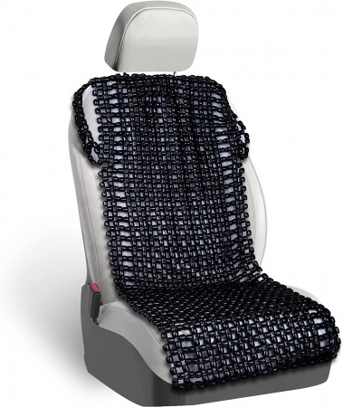 Zone Tech Black Wooden Beaded Comfort Seat Cover - Premium Quality Full Car Driver Massaging Cool Comfortable Seat Cushion w/ High Ventilation- Reduces Fatigue for Car, Truck or Office Chair