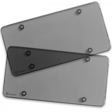 Zone Tech Clear Smoked License Plate Shields - 2-Pack Novelty/License Plate Clear Smoked Flat Shields