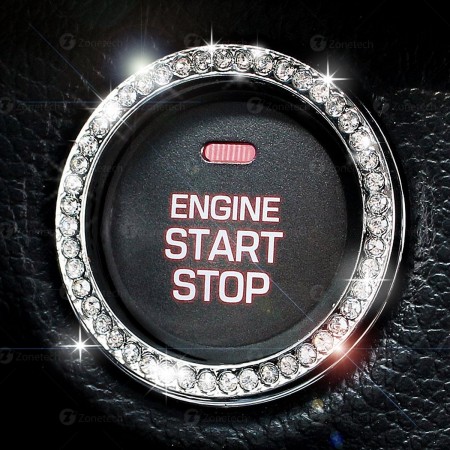 Zone Tech Car Bling Ring Adhesive Crystal Start Engine Ignition Button Key Knobs