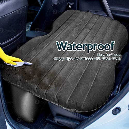 Premium Quality Easy Inflation Air Pump Flocking Surface Back Seat Mattress Thickened Bed with 2 Inflatable Pillows for Travel Camping Family Outing Zone Tech Car Trunk Inflatable Air Mattress