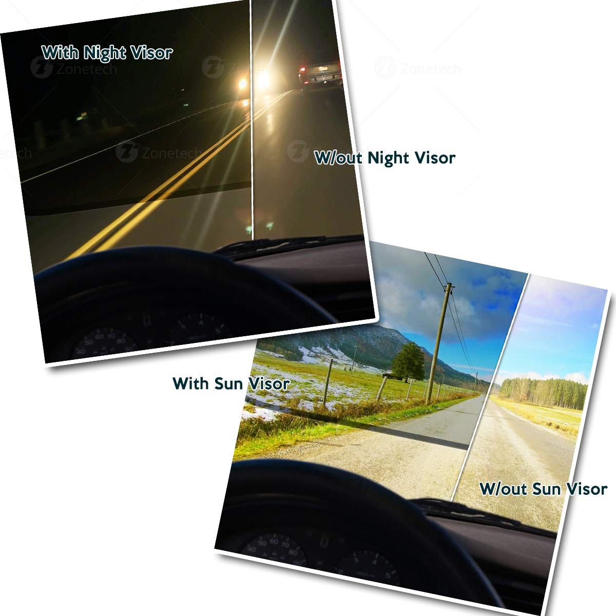 Zone Tech Day and Night Car Clip Adjustable Anti Glare Sun Headlight Tint Visor