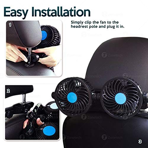 Car Back Seat Fan Ventilation Air Fan USB Charger Simple Install Light  ^