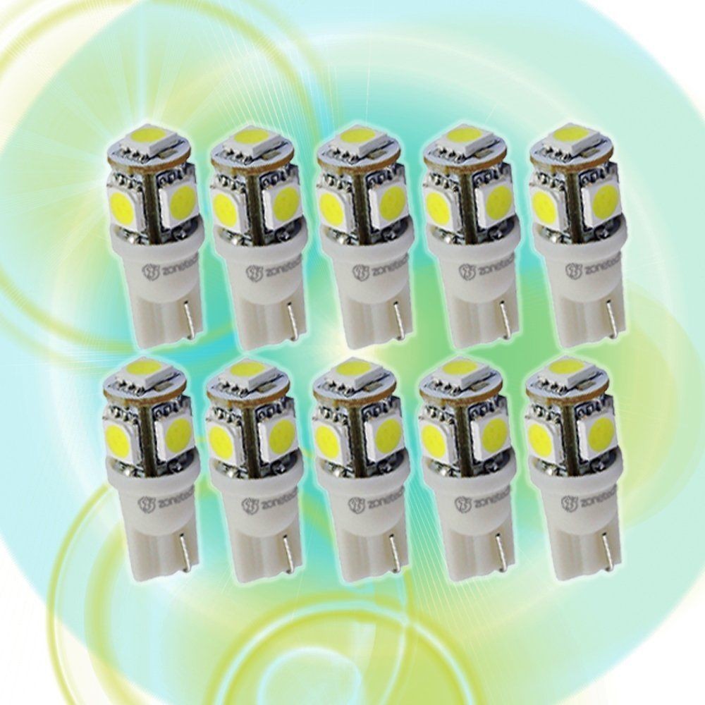 Zone Tech 10x 194 168 2825 5-smd RED High Power SUPER BRIGHT LED Car Lights Bulb 
