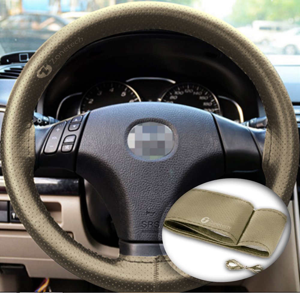 Zone Tech Non-slip Car Decoration Steering Wheel Plush Cover Auto Comfortable Thermal Gray Steering Wheel Cover